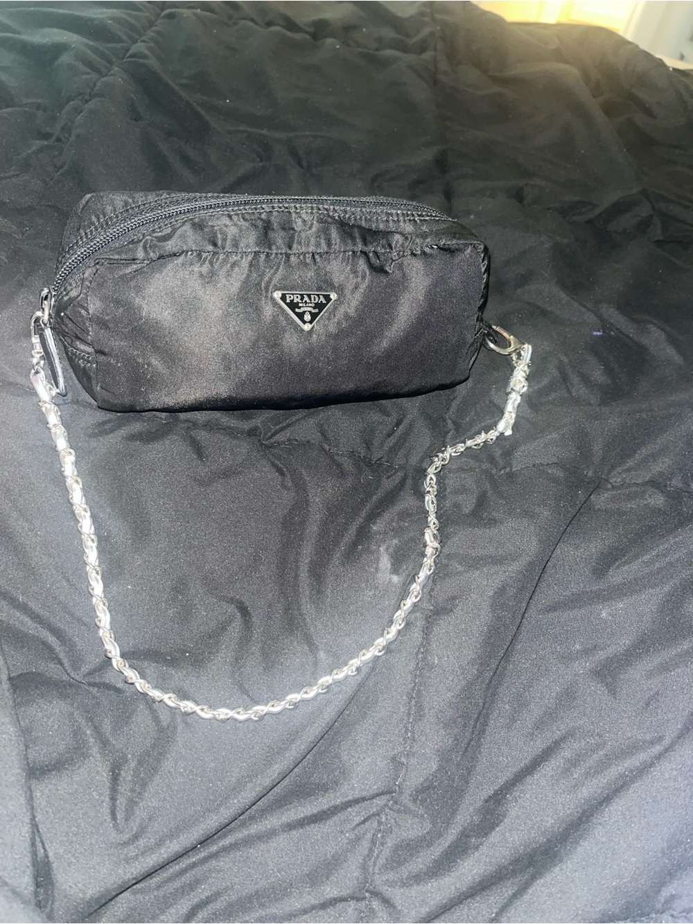 Prada Black Nylon Chain Strap Shoulder Pouch. - Picture 9 of 13